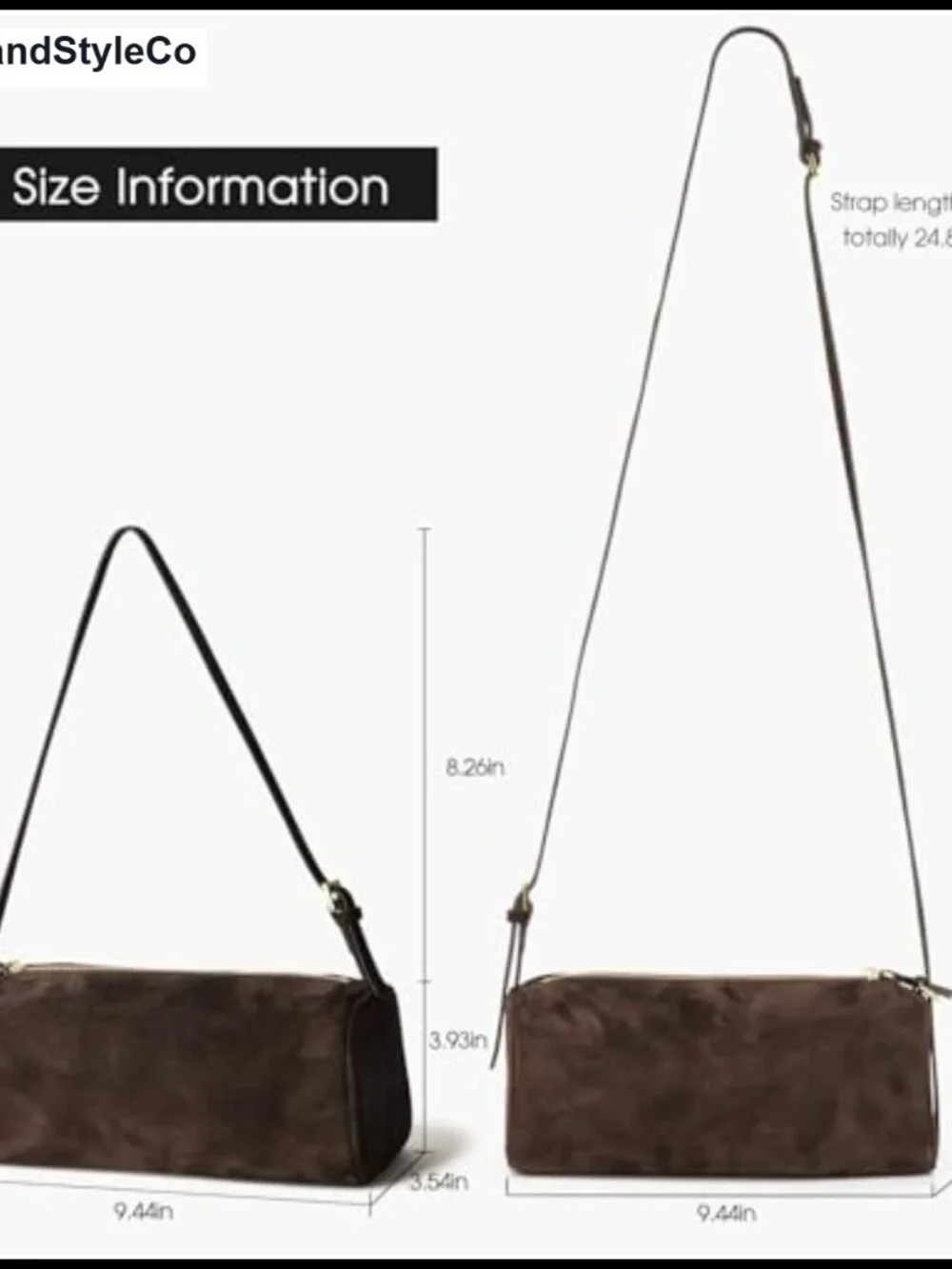 Premium Suede Leather Crossbody Bag Barrel Hobo Purse